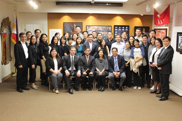 Philippine Consul General Henry S. Bensurto welcomes the Philippine delegation