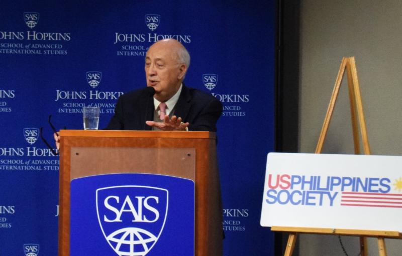 US-Philippines Society President Ambassador John F. Maisto delivers closing remarks.