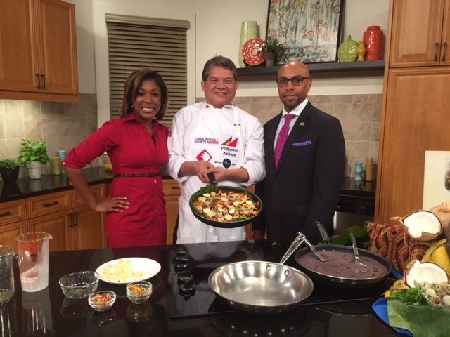 L-R: TV Host Markette Sheppard, Chef Claude Tayag, and Senior VP of DC Events Erik Moses