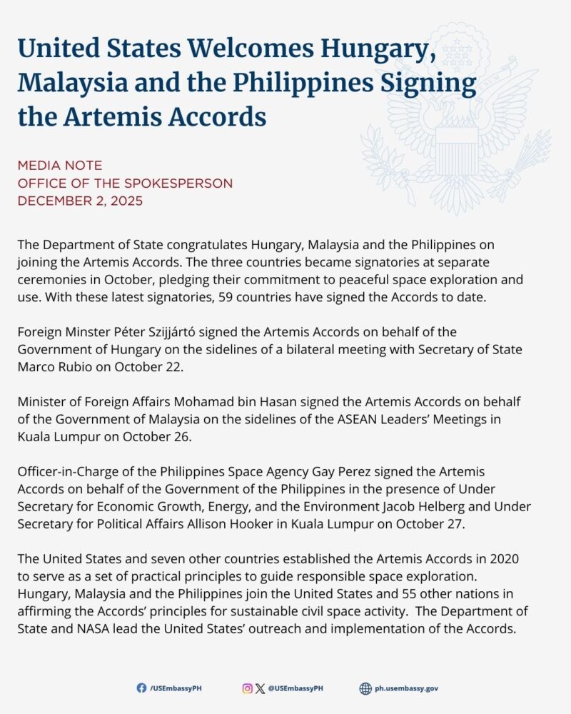 Image for the Tweet beginning: The @StateDept congratulates Hungary, Malaysia,